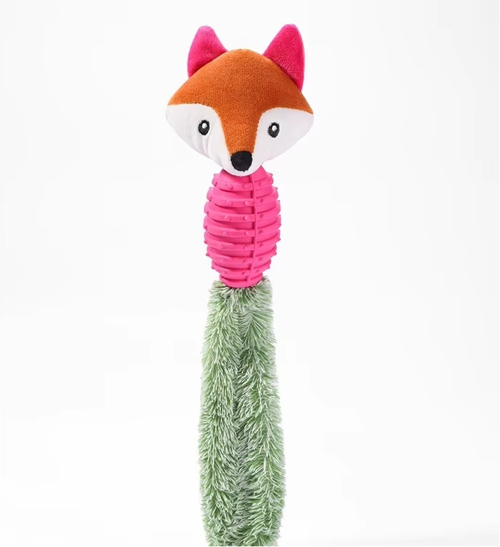 Interactive Plush & Rubber Pet Chew Toy