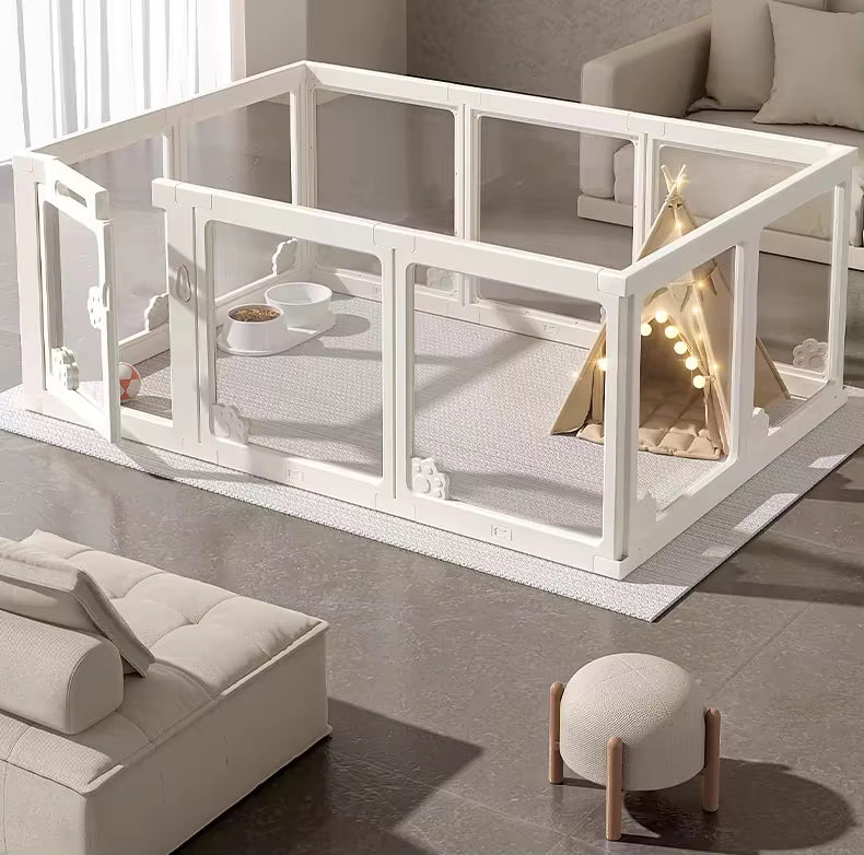 Transparent Indoor Pet Fence – Modular Safe Play Area