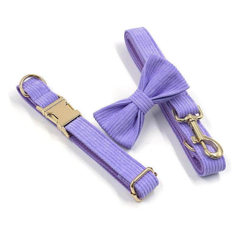Luxury Corduroy Leash, Collar & Bow Set