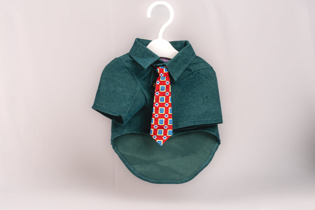 Corduroy Formal Shirt with Tie for Pets