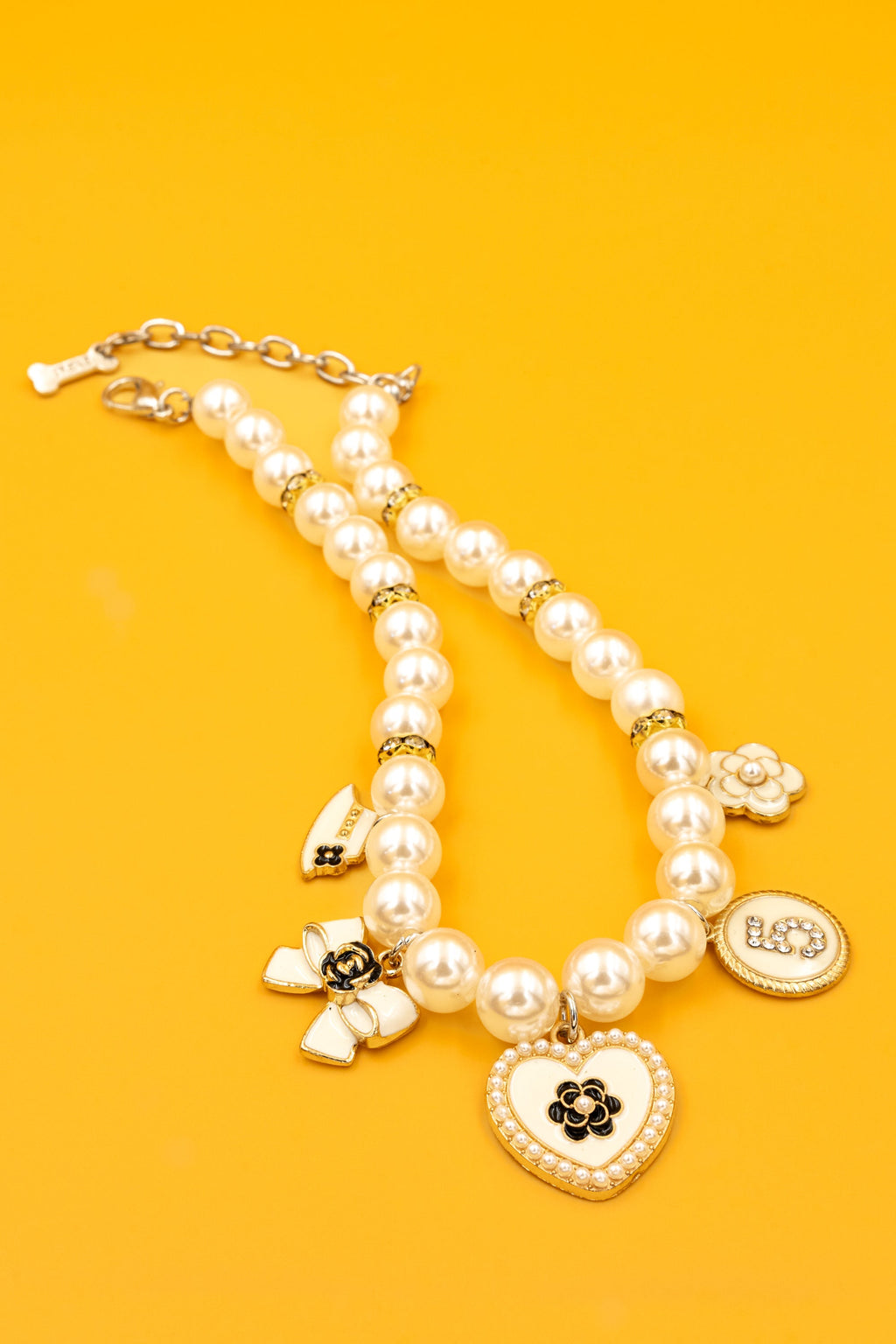 Dior-Inspired Pearl Charm Necklace for Pets