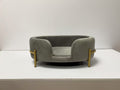 Modern Oval-Shaped with Golden Wooden Legs Velvet Pet Sofa