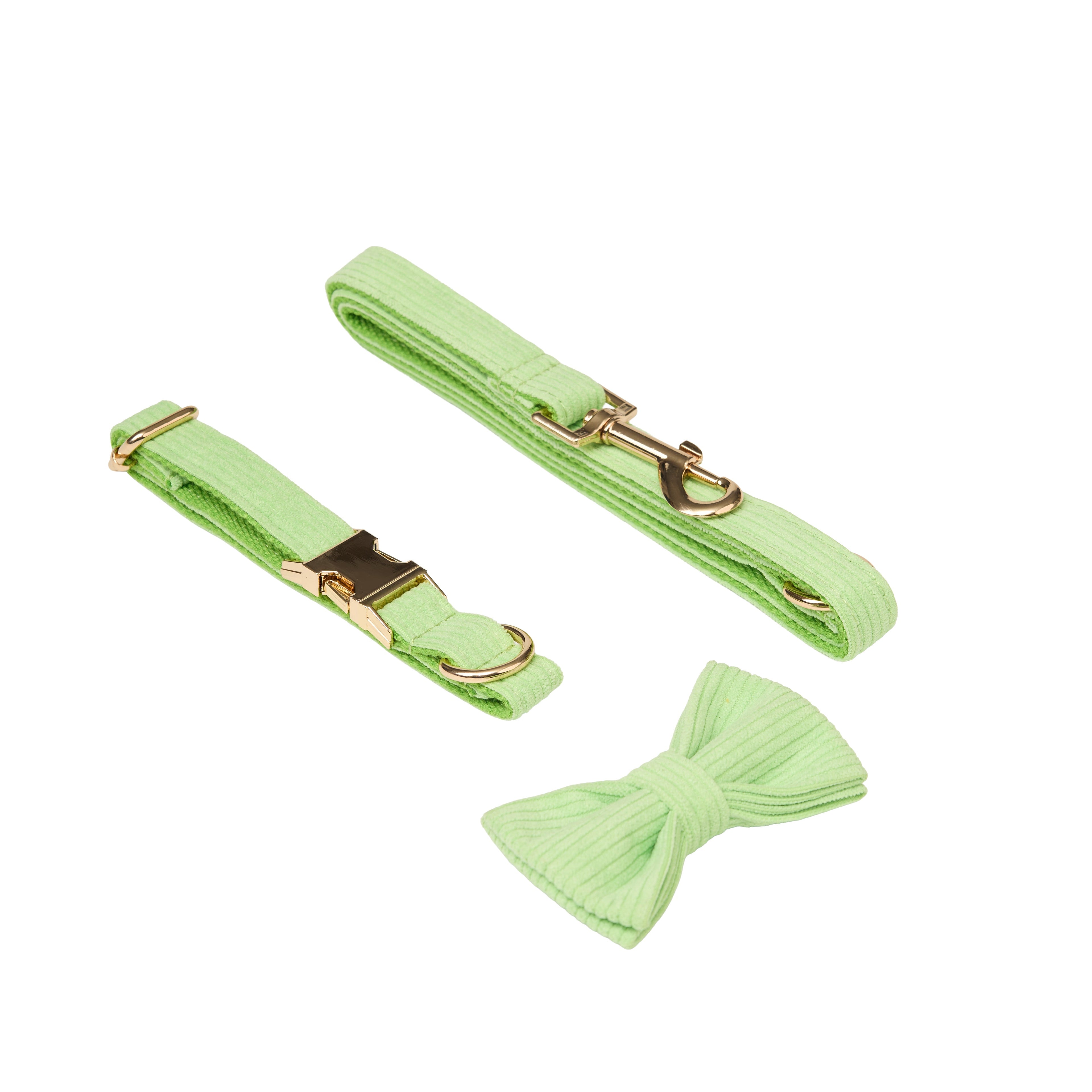 Corduroy Dog Leash, Collar & Bow Set