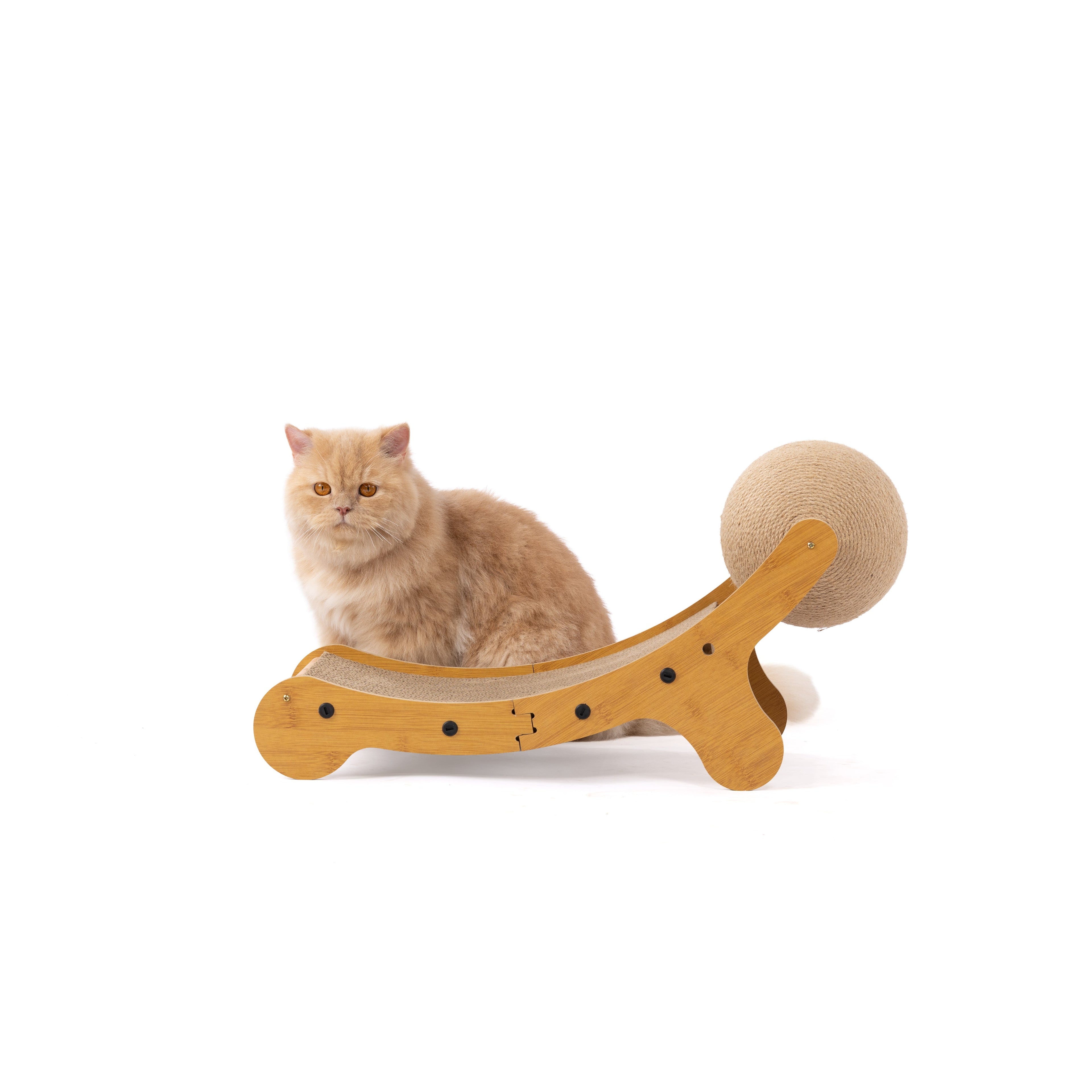 Wooden Horizontal Cat Scratcher with Interactive Ball